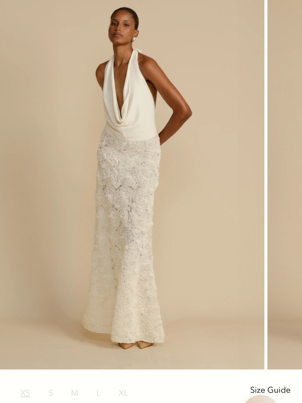 Ivory Halter Maxi Dress with Drape Neck